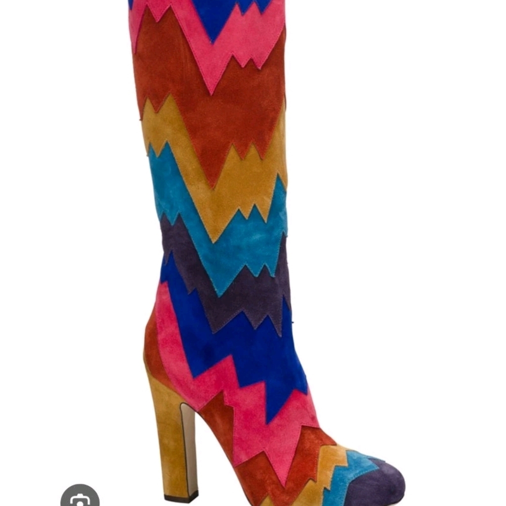 Jimmy Choo Multicolor Zigzag Heeled Boots